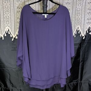 Dressbarn 2x Ladies Blouse Batwing Swing Top Dressy Purple